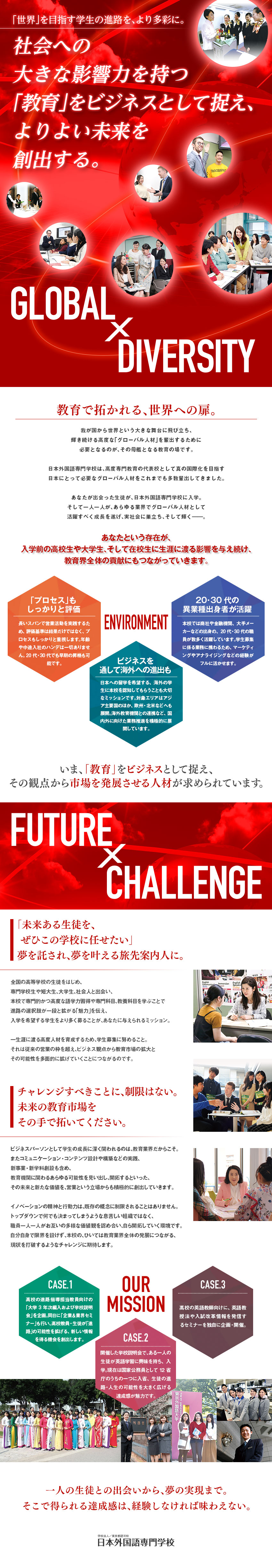 ★革新的かつ未見の教育を創造する次世代メンバー募集／★ビジネス界のスピード感で世界水準の教育に活かす／★新学科・新事業の創設、学校経営の根幹にも関われる／学校法人文際学園