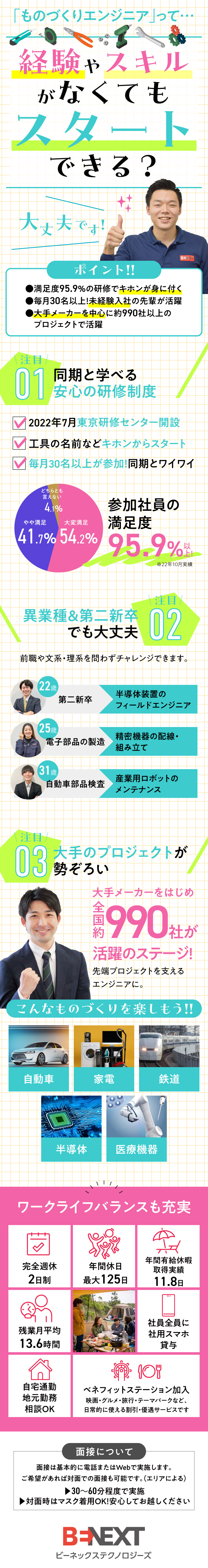 株式会社ビーネックステクノロジーズ 未経験から始める ものづくりエンジニア 検査 組立 メンテ のpick Up 転職ならdoda デューダ