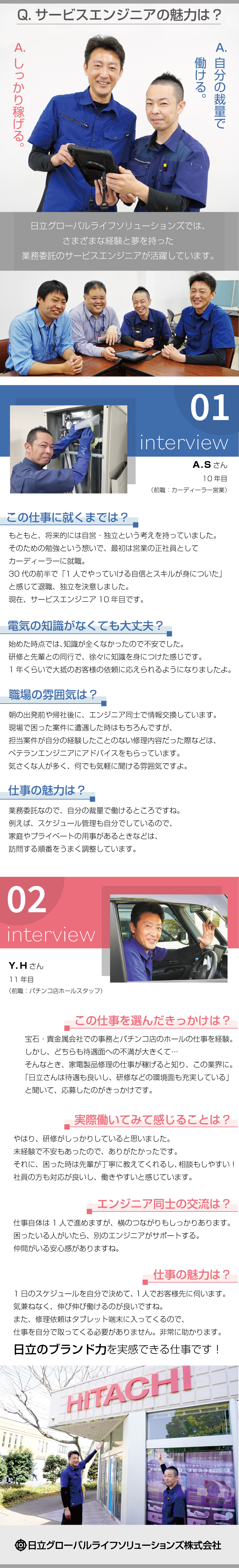 日立グローバルライフソリューションズ株式会社 家電製品の修理・サービスエンジニア／車通勤可