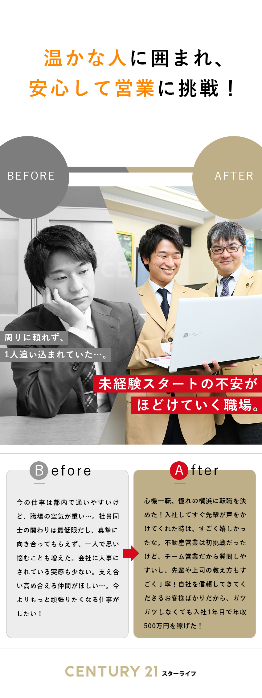 センチュリー21加盟店◆30年連続売上上位の安定感／未経験歓迎◆反響営業＆手厚い研修で入社半年でも成約／営業はチーム制◆社内闘争のない、あたたかな雰囲気／センチュリー21スターライフ／株式会社スターライフ