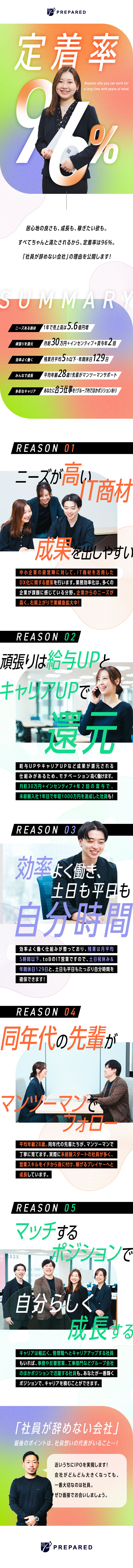 未経験歓迎◆需要高まるIT業界＆成長企業／月給30万円以上◆賞与年2回・毎月のインセンもあり／年休129日◆土日祝休・18時退勤・残業月5h以下／株式会社プリペアード