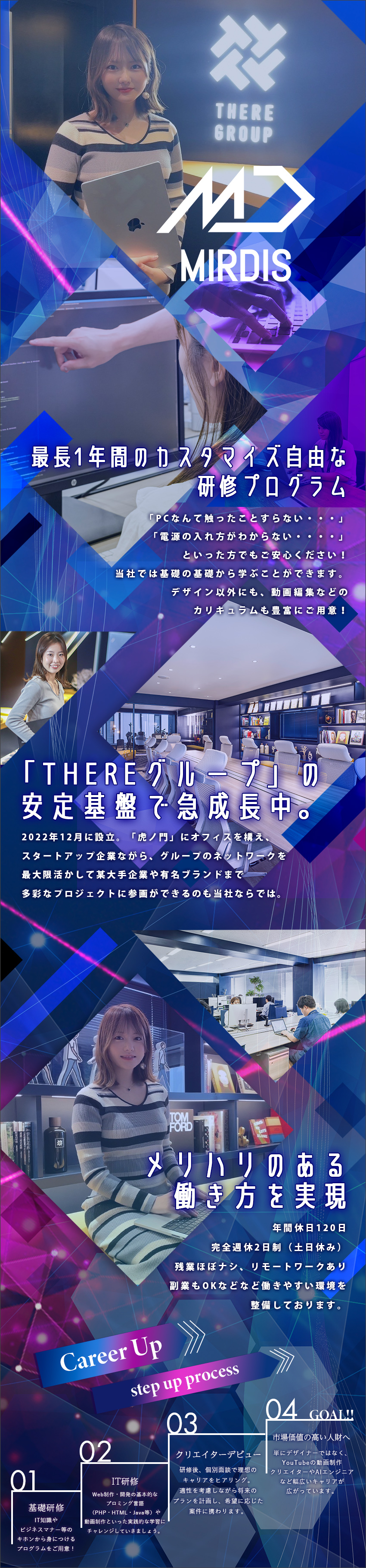 ●「THEREグループ」のかっこよすぎるオフィス！／●YouTube制作事務所の現役クリエイター講師！／●カスタマイズ研修！未経験からPR動画制作に挑戦◎／株式会社ＭＩＲＤＩＳ