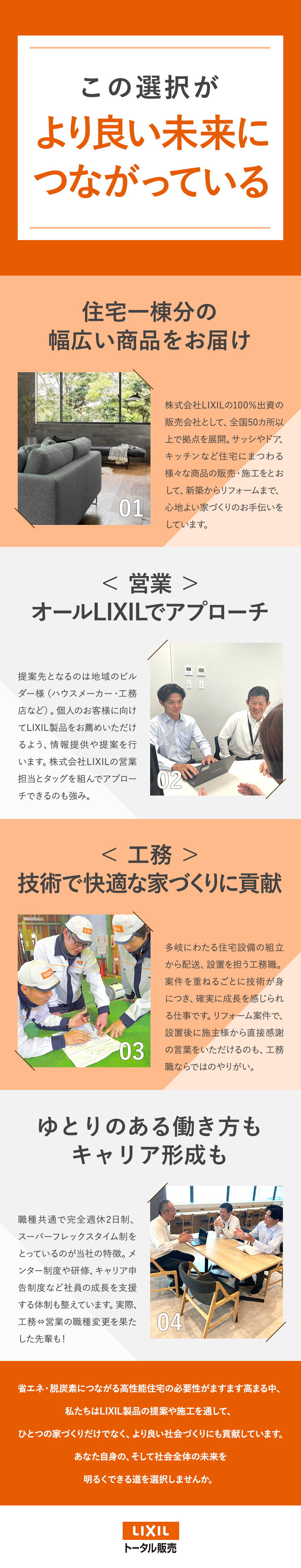 LIXILグループ◆住宅の省エネ化に向け需要拡大中／未経験歓迎◆入社後のキャリアアップ支援も充実／スーパーフレックス◆土日祝休み◆年間休日125日／株式会社ＬＩＸＩＬトータル販売(ＬＩＸＩＬグループ)