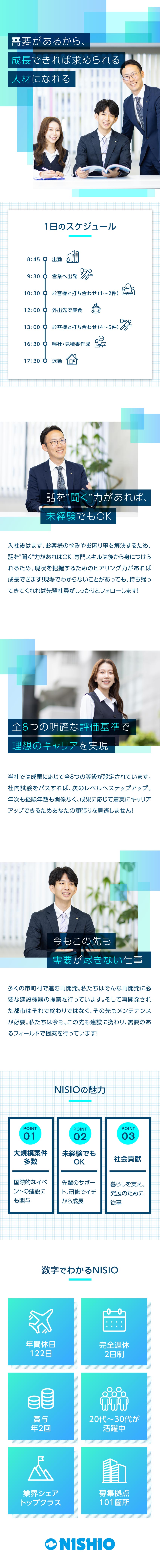 西尾レントオール株式会社 建設機械レンタルの提案営業／年休122日／賞与4.7か月分