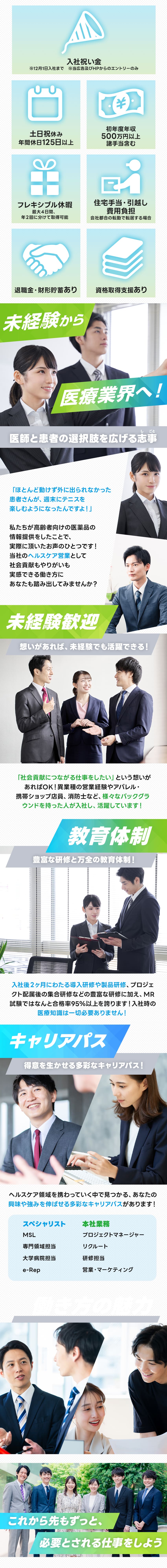 ＭＩフォース株式会社 ヘルスケア営業／未経験歓迎／土日祝休／年休125日／研修充実