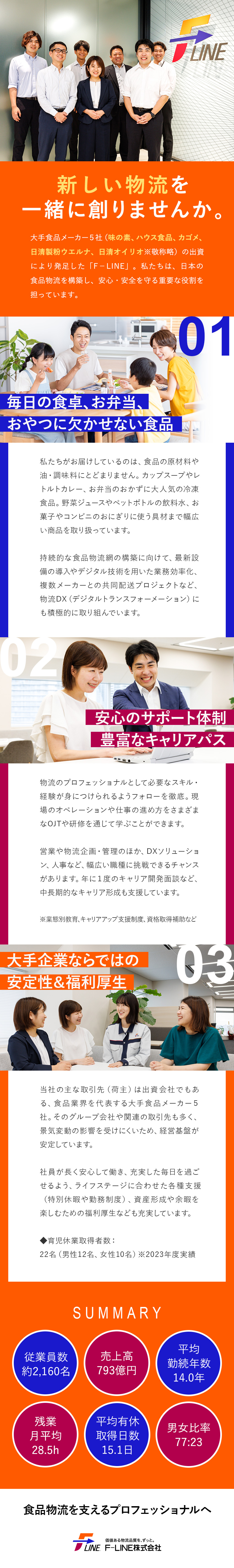 Ｆ－ＬＩＮＥ株式会社 未経験歓迎の総合職（物流企画・管理／営業）／安心・安定の事業