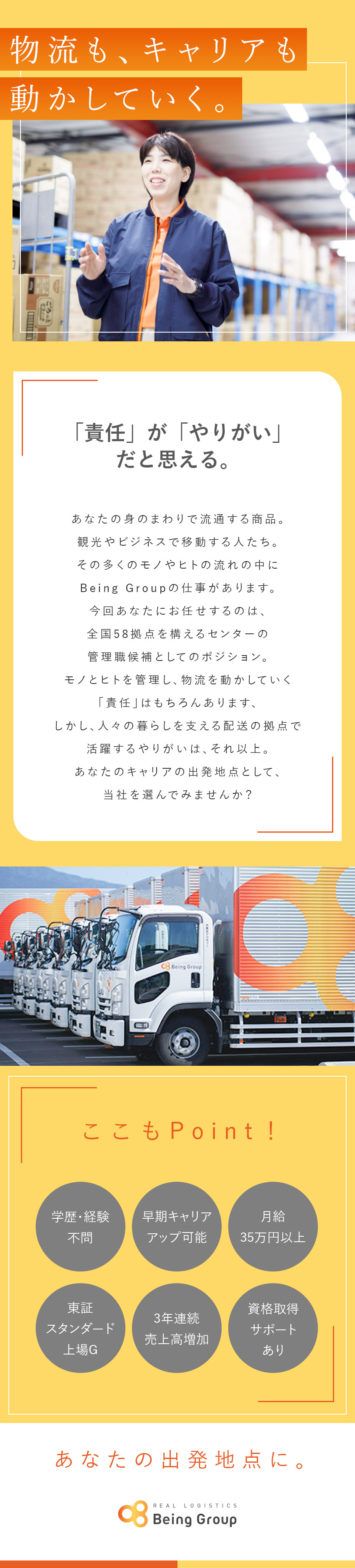 株式会社ビーイングホールディングス 物流センターの管理職候補／未経験歓迎／月給35万円以上