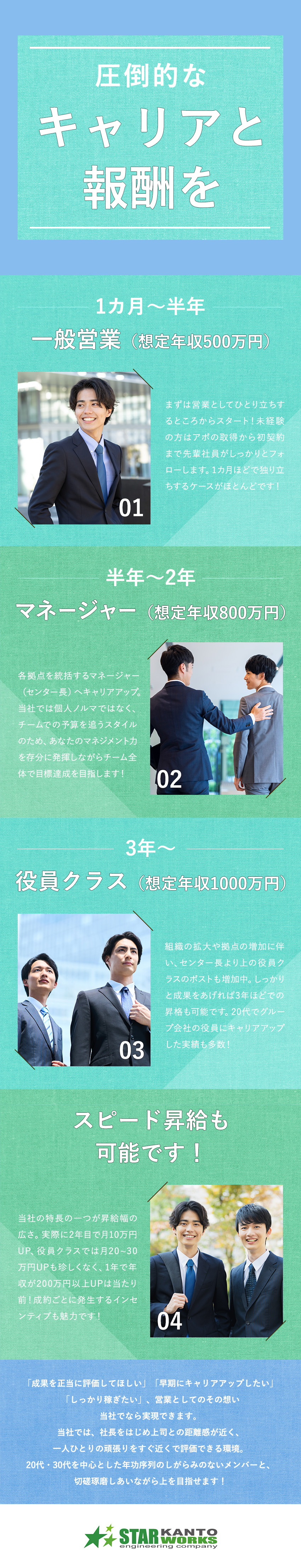 未経験歓迎■入社の9割が未経験から始めています／安心待遇■入社時から月給30万円以上をご用意／正当評価■転職ハンデなし／毎月昇給も可能な体制／関東スターワークス株式会社(スターワークスグループ)