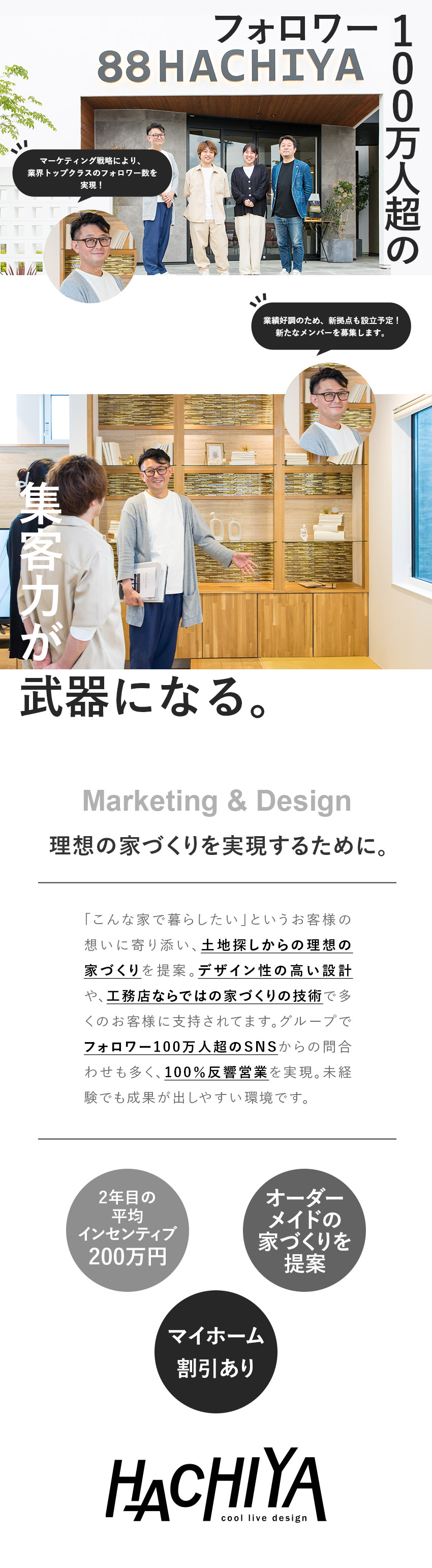 株式会社八’家(株式会社善匠グループ) 住宅プロデューサー／入社2年で平均200万円のインセンティブ