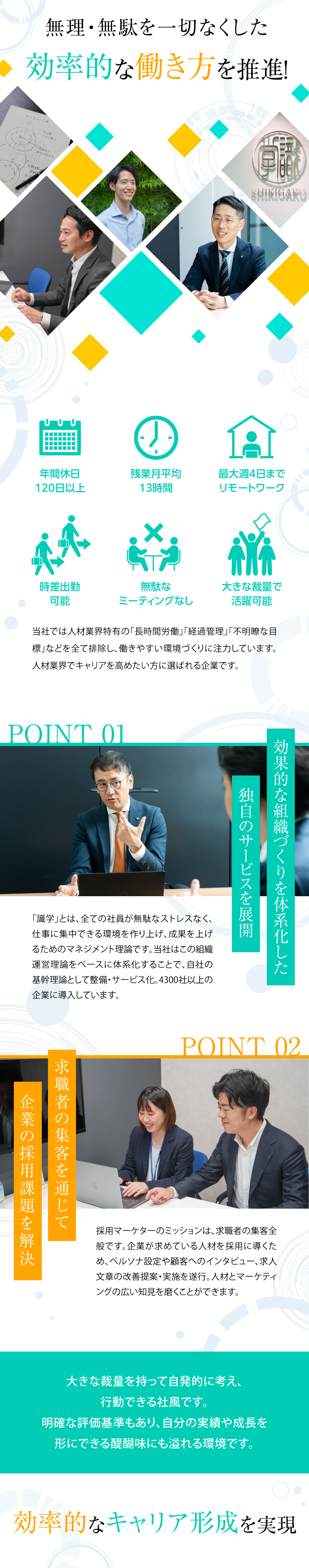 顧客の採用成功に向けてあらゆる手法でアプローチ／一人ひとりに大きな裁量あり！結果は全て正当に還元！／最大週4リモート／時差出勤OKで効率的に働ける環境／株式会社識学【グロース市場】