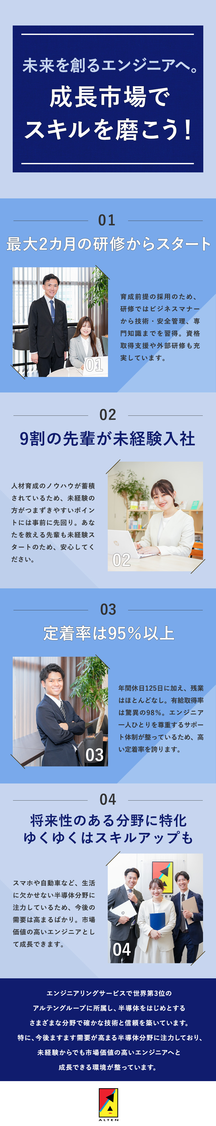 【安定基盤】世界30カ国展開★世界第3位の日本法人／【9割が未経験】基礎から学べる研修で最新技術を習得／【環境】年休125日／残業少／グローバルなキャリア／アルテンジャパン株式会社(アルテングループ)