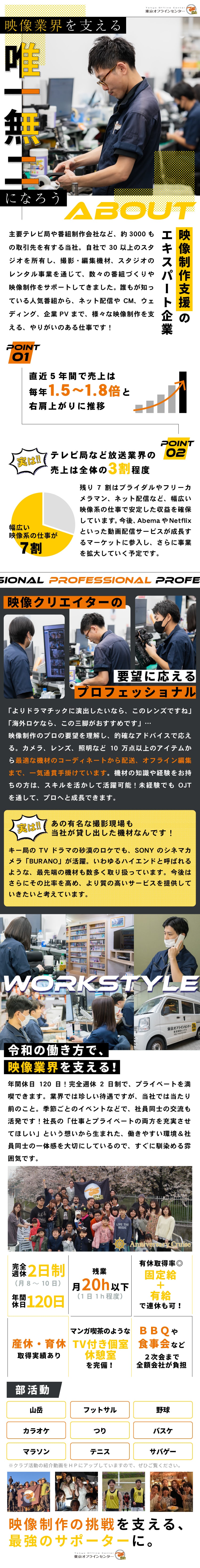 TV・映像業界で活躍★未経験募集はめったにない機会／多彩なコンテンツに携われる★TV・動画配信・CM等／ひと昔前の印象を払拭★年休120日／プライベート◎／株式会社東京オフラインセンター