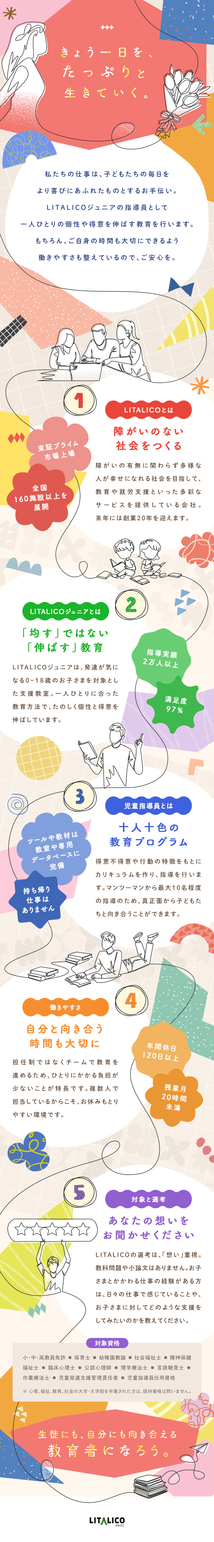 ◆東証プライム市場上場｜持ち帰り仕事・休日出勤なし／◆少数制の教育で、子どもたちの個性・得意を伸ばす／◆教員等の免許を活かす！教育に関する実務経験は不問／株式会社LITALICO【プライム市場】