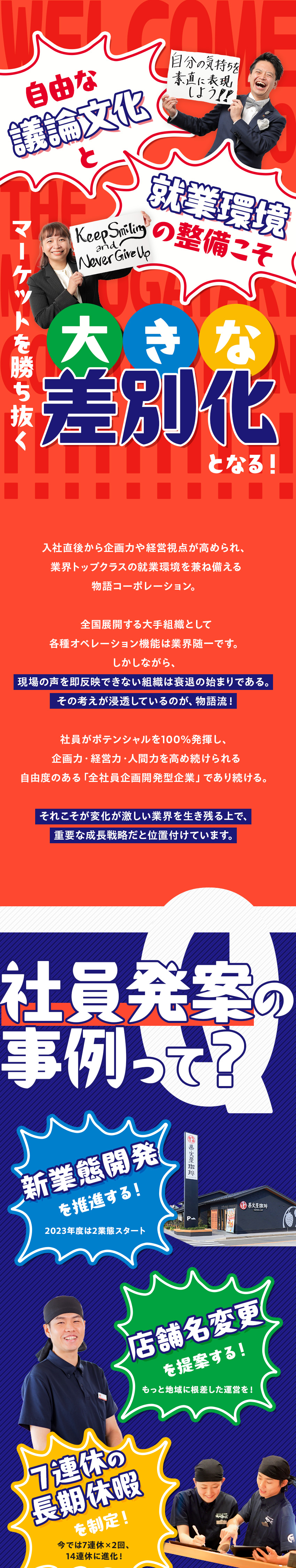 17期連続黒字経営／焼肉ジャンル3年連続No.1／7連休×2回／年休118日／店長平均年収639万円／年間50店舗OPEN！人事、育成、開発などに挑戦◎／株式会社物語コーポレーション(焼肉きんぐ・丸源ラーメン・寿司・しゃぶしゃぶ ゆず庵・お好み焼本舗など）【プライム市場】