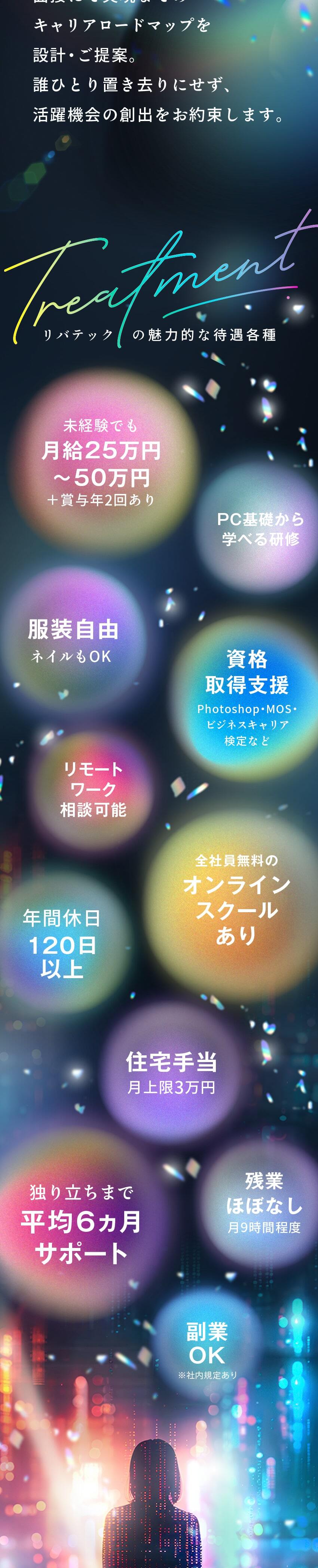 自社サービス『キャリアインターン』の採用担当／平均年齢27歳／全員中途入社／第二新卒も歓迎／独り立ちまで平均6ヶ月／充実した研修制度あり／株式会社リバテック