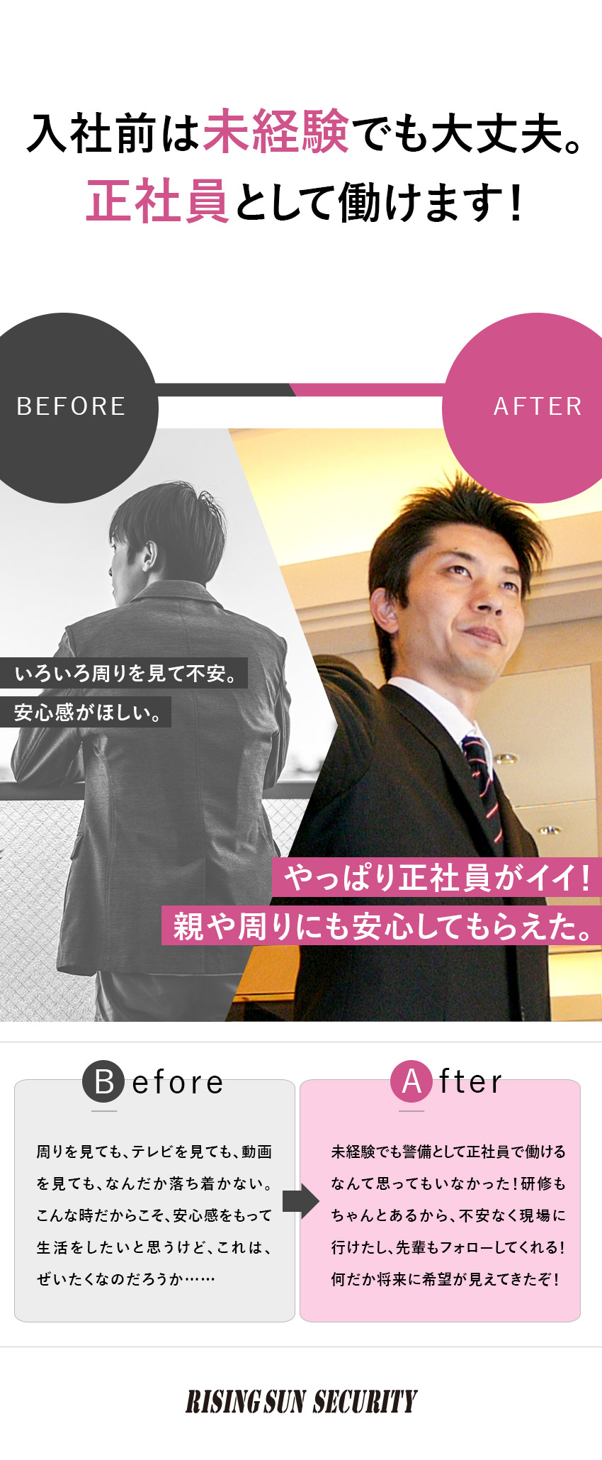 【未経験歓迎】研修＆資格支援で安心スタート！／【環境】残業少なめ／有休取得率90％／直行直帰OK／【待遇】月給25万円～／寮完備／入社祝い金あり／株式会社ライジングサンセキュリティーサービス