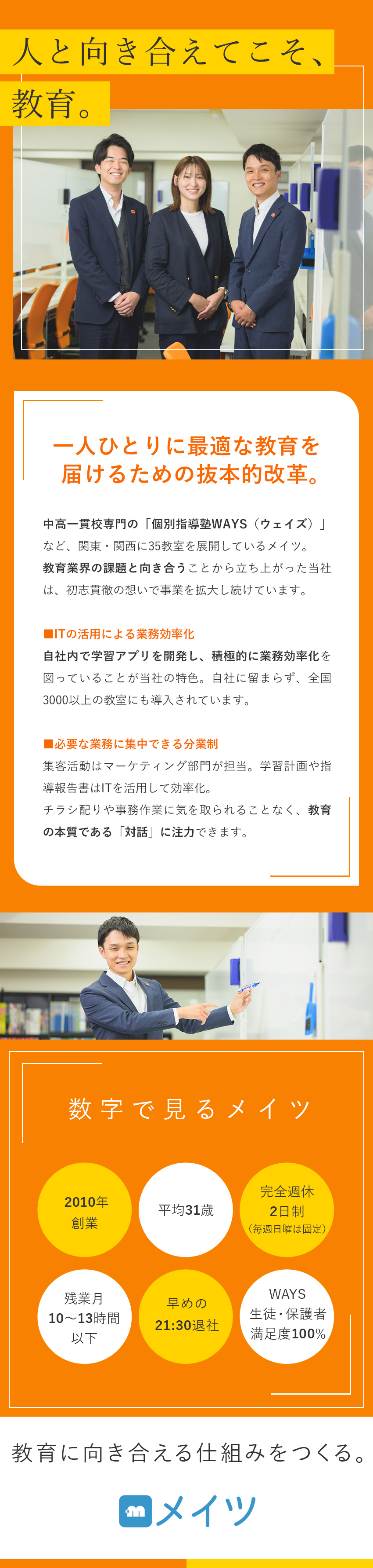 【新教育】自社開発アプリとターゲットを絞った塾運営／【働き方◎】完全週休2日制／残業少なめ／【多様なキャリア】早期の昇給・昇格のチャンスあり／株式会社メイツ