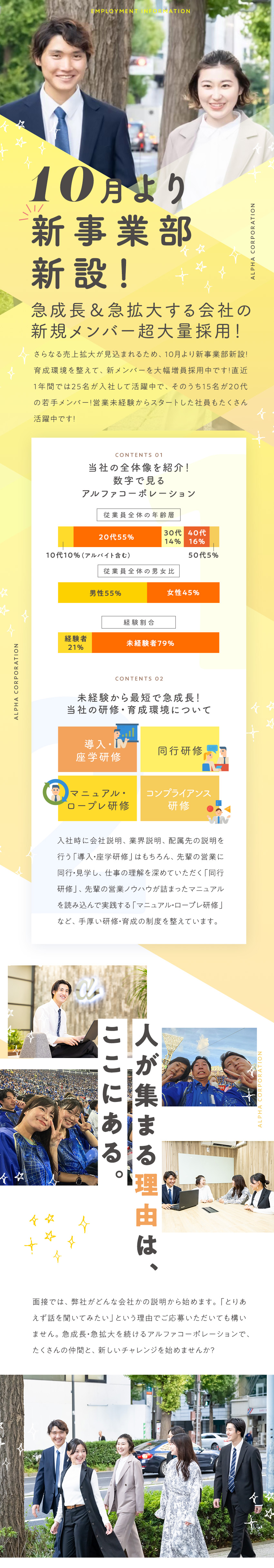 エネルギー関連事業を主軸に成長を続ける安定企業！／10月より新事業部開設！それに伴う大幅増員採用！／直近1年間で25名の新メンバーが入社して活躍中！／株式会社アルファコーポレーション