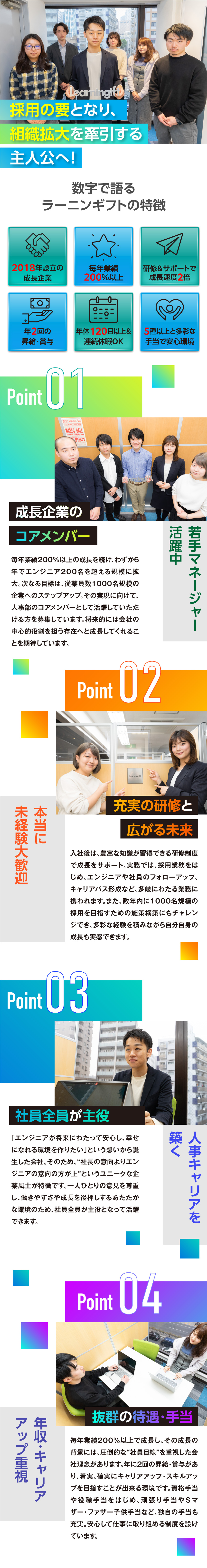 会社の重要ポジション！人事部のコアメンバー募集／未経験OK！研修でスキル習得を全面バックアップ◎／毎期売上200％超！納得の評価システム有の成長企業／ラーニンギフト株式会社