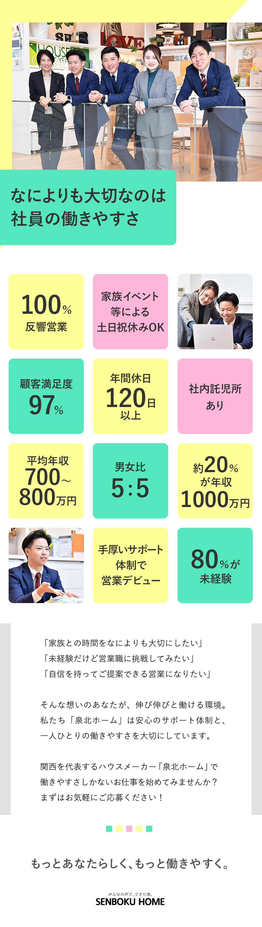 【働きやすい環境】自分次第で休日を調整OK！／【未経験可】高性能・高品質・適正価格で選ばれやすい／【年収UP！】平均年収700万円～800万円／泉北ホーム株式会社