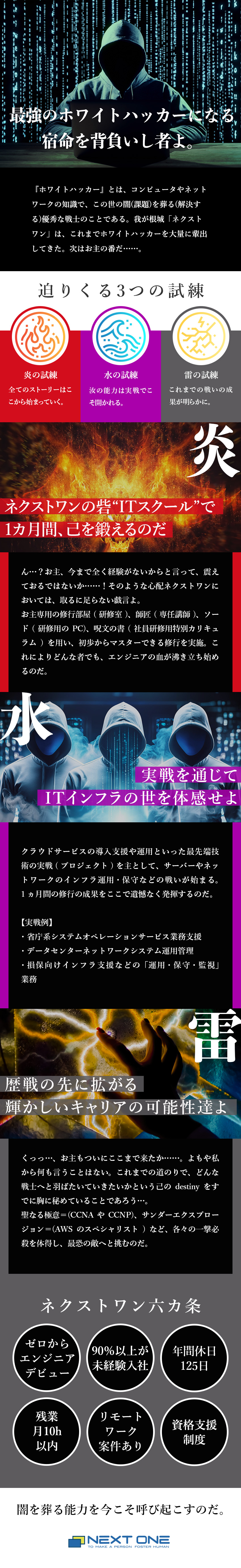 【研修充実】未経験から“ITエンジニア”に成長！／【キャリアアップ】資格取得支援、フォロー面談など／【働きやすさ】年休125日／残業月10h／土日祝休／株式会社ネクストワン