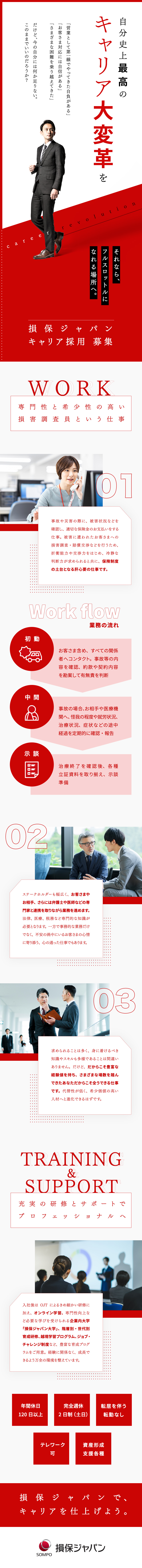 盤石な基盤◇大手損保会社でセカンドキャリアを築く／未経験歓迎◇あなたの豊富な人生経験を活かして活躍／待遇◇月給31万円～／賞与年2回／転居を伴う転勤無／損害保険ジャパン株式会社(ＳＯＭＰＯグループ)