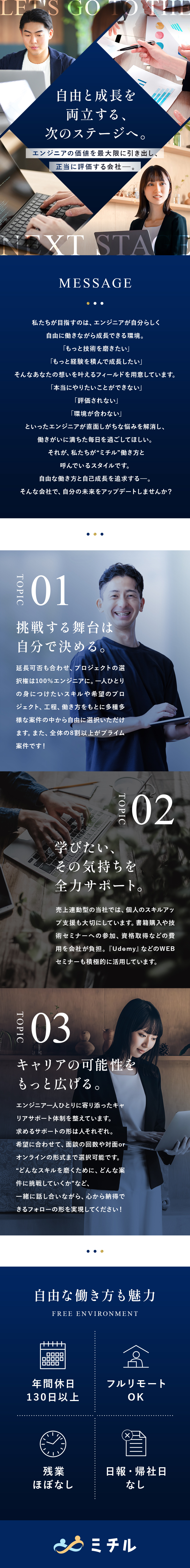 【裁量◎】自由に案件選択可能／プライム案件8割以上／【待遇◎】売上連動型の評価制度／キャリア支援体制／【働きやすさ◎】フルリモートOK／社内業務なし／ミチル株式会社