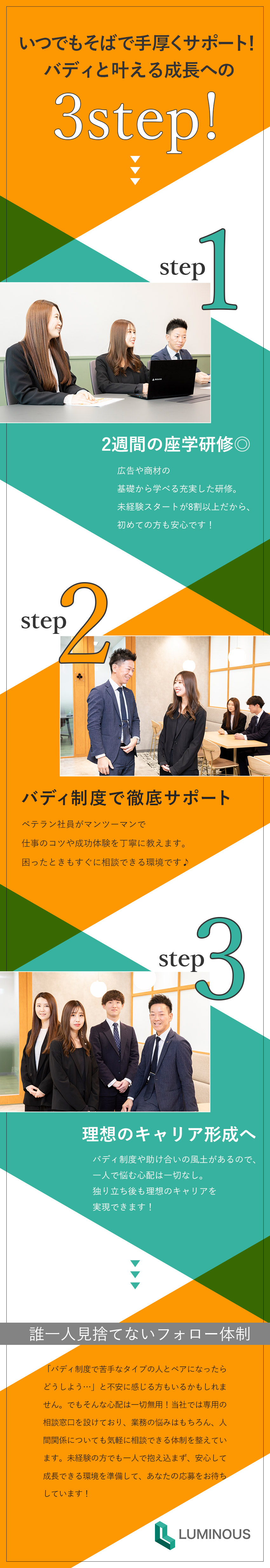 【未経験多数】2週間の充実研修&バディ制度で即成長／【働きやすさ◎】ゆったり11時出社&土日祝休み／【稼げる】月給29万円～＋インセンティブ＋賞金あり／株式会社ルミナス