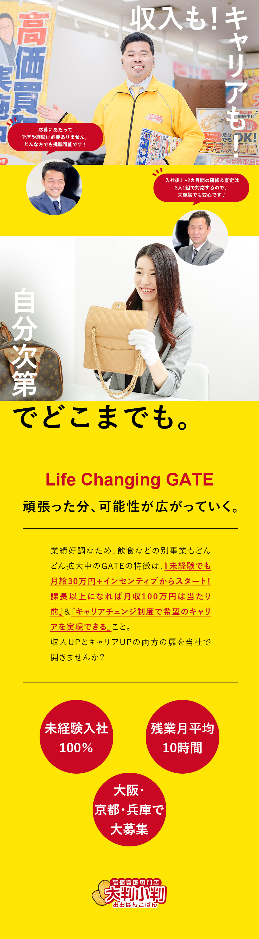 応募者全員面接★学歴・経験一切不問／人柄重視の採用／未経験歓迎★手厚い研修を通じイチから学べる！／働きやすい★基本土日休み／残業月10H／直行直帰も／株式会社ＧＡＴＥ