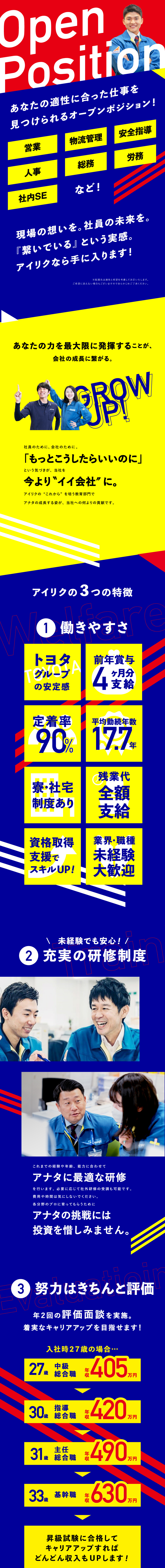 オープンポジション☆あなたの力を最大限に活かせる！／創立82年☆トヨタグループの物流を担う安定企業！／実力主義☆入社初年度に役職者へのキャリアアップも！／愛知陸運株式会社（トヨタグループ）