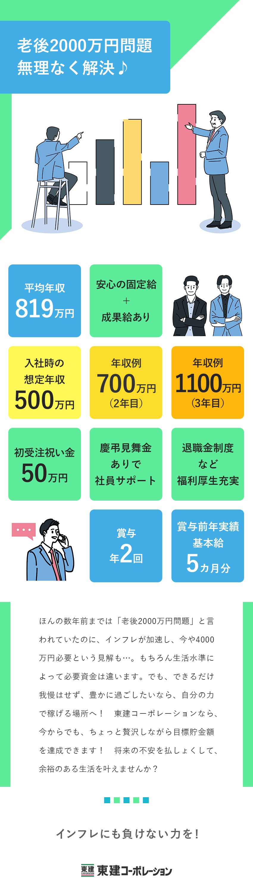 【貯まる！】固定月給26万円以上＋業績連動成果給／【余暇も充実】年休120日／残業月15時間以下／【未経験活躍】研修＆支援体制が充実／手厚い福利厚生／東建コーポレーション株式会社【プライム市場】