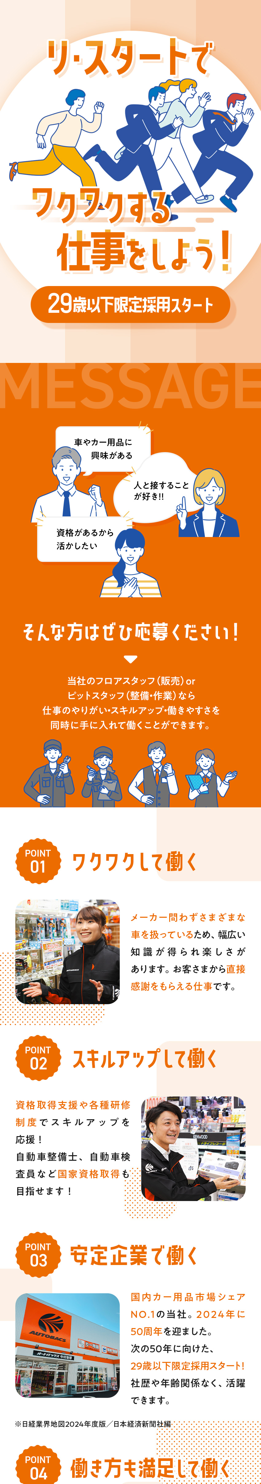 東証プライム上場グループ／福利厚生・手当充実／29歳以下限定採用／手厚いフォロー体制あり／平均月9～10日休／残業月5～15h程度／賞与2回／オートバックスグループ合同募集(東京カンパニー・愛知カンパニー・京阪カンパニー・北摂カンパニー・広島カンパニー・福岡カンパニー・熊本カンパニー）株式会社オートバックスセブン子会社