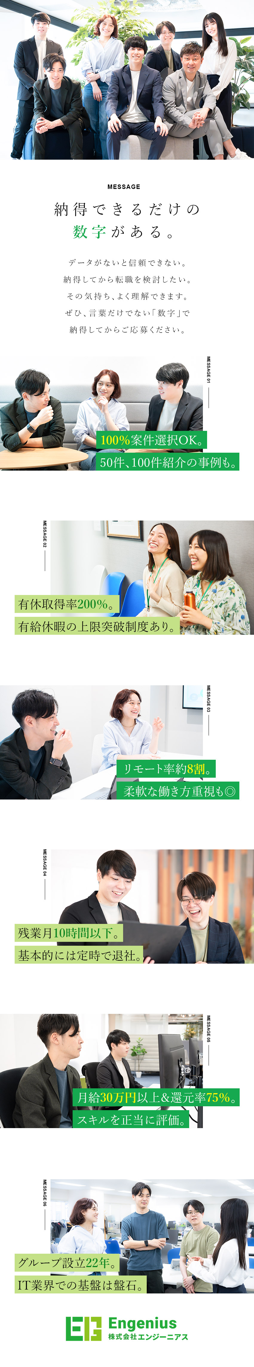 【100％案件選択】稼ぎたい！休みたい！どちらも◎／【会社都合ルール×】帰社日や日報提出なし／【残業10h以下】リモート8割／有給取得率200%／株式会社エンジーニアス