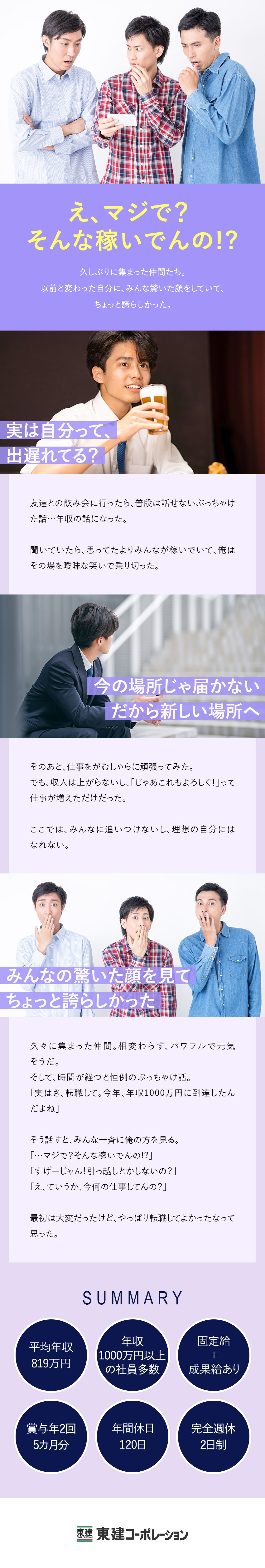 ◎高年収◎平均年収819万円！安心の固定給もあり／未経験でも年収1000万円以上稼ぐ社員が多数在籍♪／◎無理なく働ける◎年休120日／残業月15時間以下／東建コーポレーション株式会社【プライム市場】