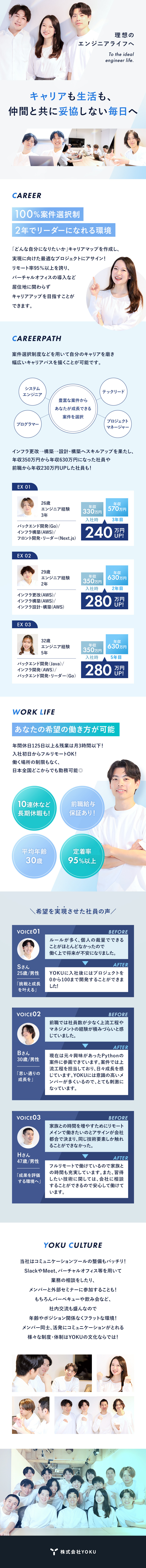 【働き方◎】リモート95%！フルリモート勤務も可／【成長◎】常時3000超の案件から理想の案件を選択／【年収UP】中途入社者の100％が年収アップを実現／株式会社YOKU