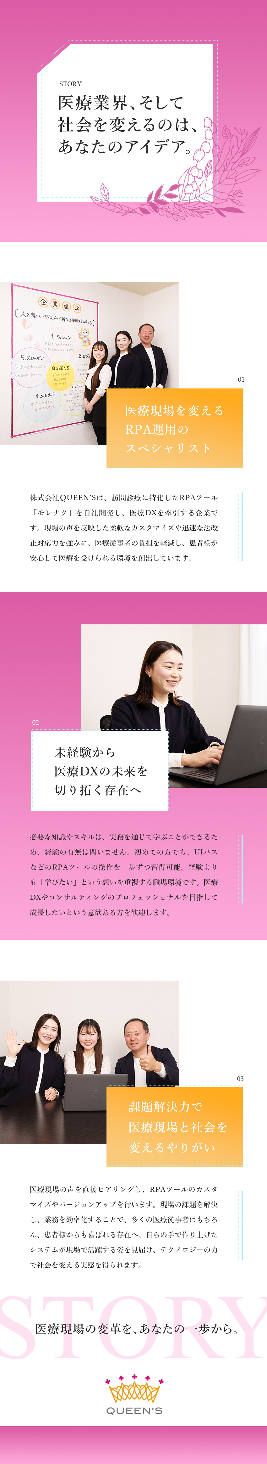 【社会貢献度◎】システムを通じて医療業界を支える！／【評価&還元】自分次第でスピーディーに昇格・昇給可／【急成長企業】医療に特化。売上前年度比3.5倍！／株式会社ＱＵＥＥＮ’Ｓ