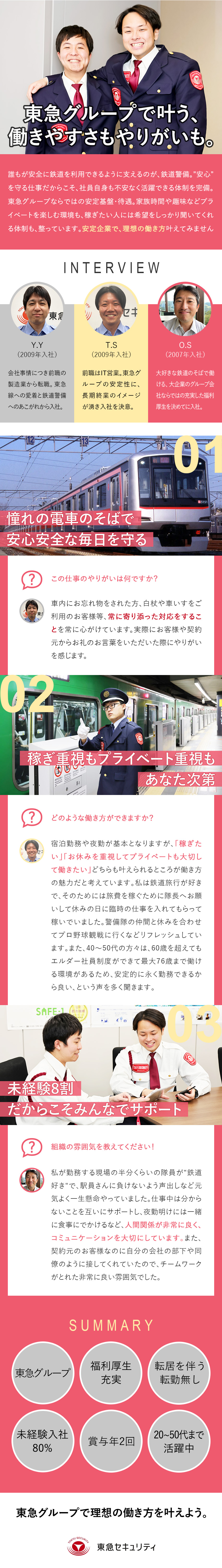 【安心・安定】東急グループ企業の安定基盤／福利厚生／【転居を伴う転勤なし】東急沿線上での勤務／【鉄道好き歓迎】メンバーも鉄道好きが多い環境です♪／東急セキュリティ株式会社(東急グループ)