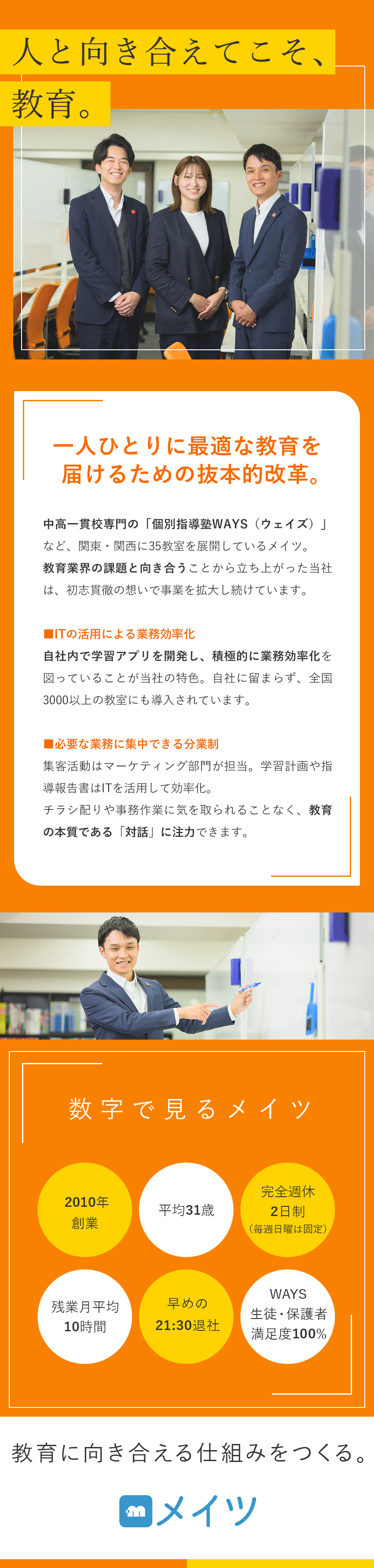 【新教育】自社開発アプリとターゲットを絞った塾運営／【働き方◎】完全週休2日制／残業少なめ／【多様なキャリア】早期の昇給・昇格のチャンスあり／株式会社メイツ