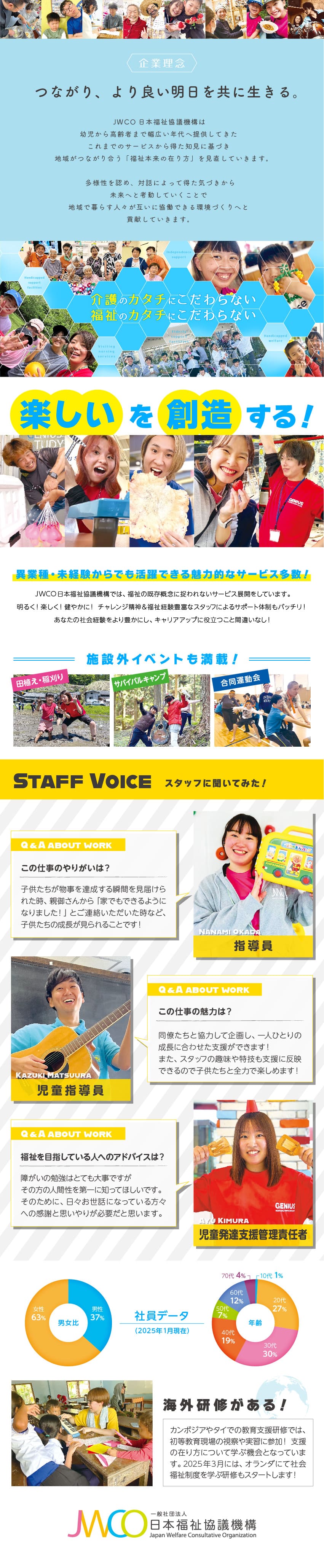 海外研修★入社１年目からでも参加資格あり！／キャリア支援★資格取得費用を会社が負担！8～10割／早期キャリア★最短１年でのマネージャー登用実績！／一般社団法人日本福祉協議機構