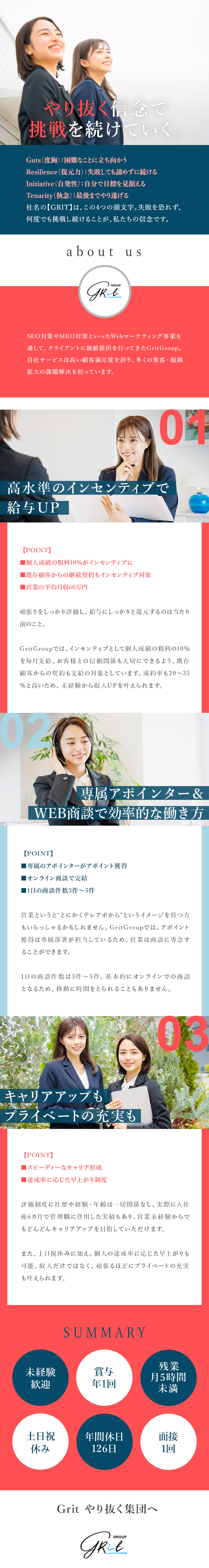 【未経験歓迎】必要なIT知識は入社後に習得可能！／【平均月収60万】営業利益10％がインセンティブに／【メリハリ】平均残業月5h／早上がり制度／土日休／GritGroup株式会社