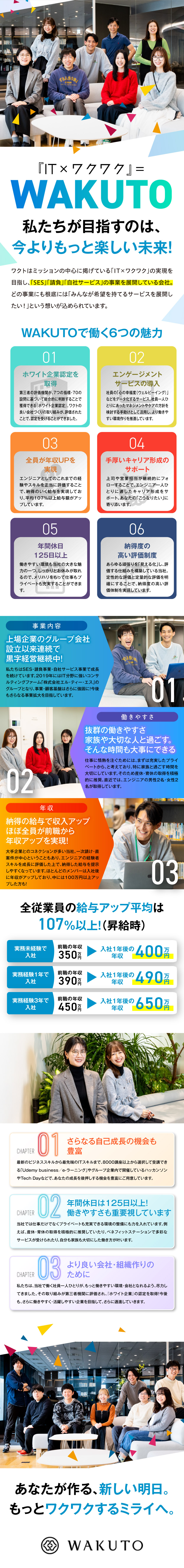 前職の給与保証☆前職より収入UPを実現！／増収増益を継続中☆年休125日＆残業月0h～10h／エンジニアファースト☆2500社以上の案件から選択／株式会社ワクト