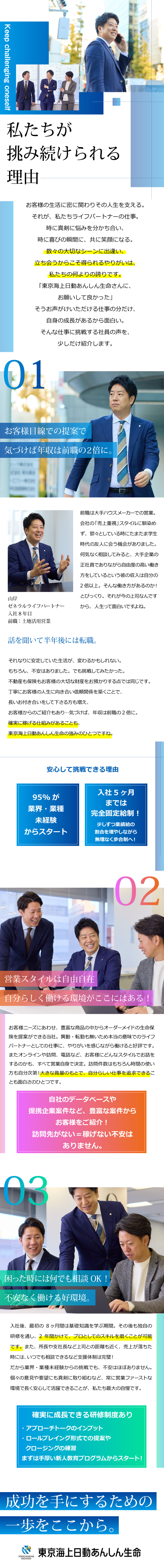 【安心して挑戦可能】東京海上日動グループ／【抜群のサポート体制】業界未経験からの挑戦者も多数／【入社3年目からは完全業績給制】頑張った分が収入に／東京海上日動あんしん生命保険株式会社