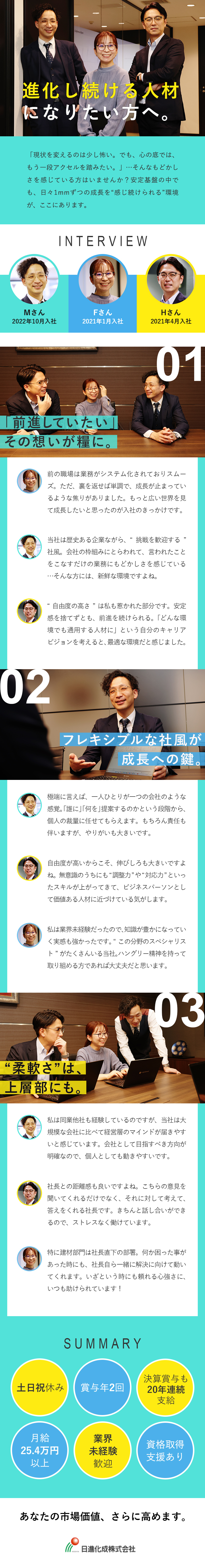 【成長】自由度を活かしてスキルUP／資格取得支援有／【安定】創業67年／賞与年2回＋決算賞与あり／【待遇】年休120日／土日祝休／月給25.4万円～／日進化成株式会社