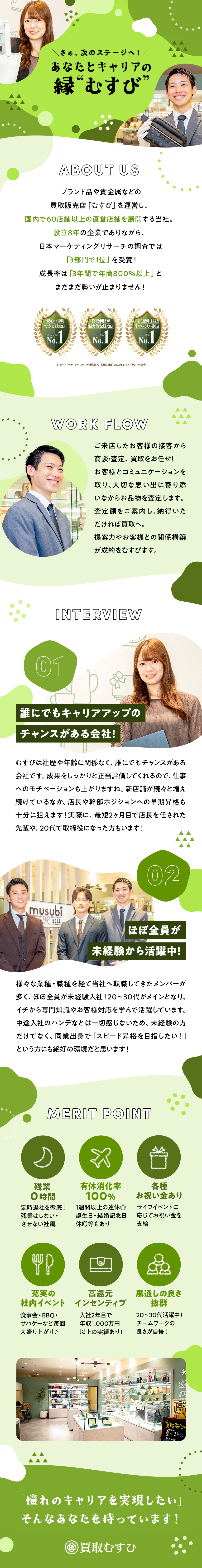 ＜未経験歓迎＞鑑定スキルが身に付く充実研修あり／＜業界高水準インセン＞1年目~年収1,500万円可／<2ヵ月の昇格実績有>年功序列一切なしで最短昇格！／株式会社むすび（買取むすび）