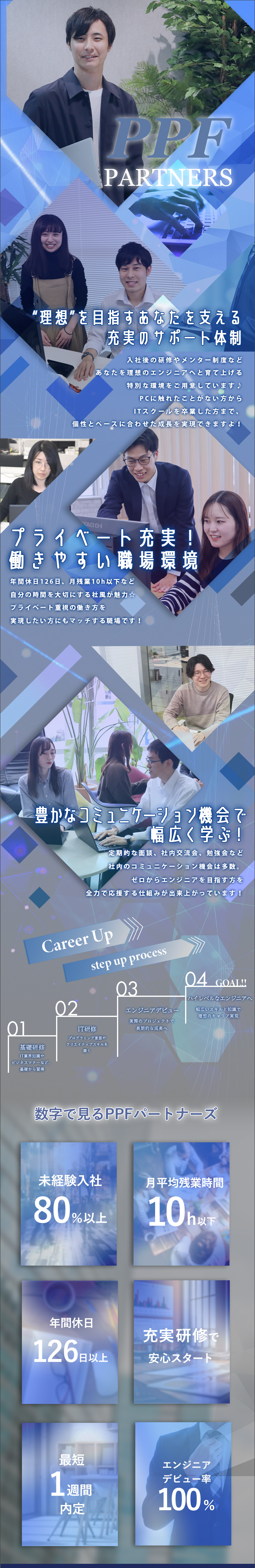 未経験歓迎┃自社研修×スクール研修でゼロから成長！／働きやすさ┃年間休日126日＆月平均残業10h以下／一緒に育つ┃設立10期目を迎える安定×成長企業☆／株式会社ＰＰＦパートナーズ