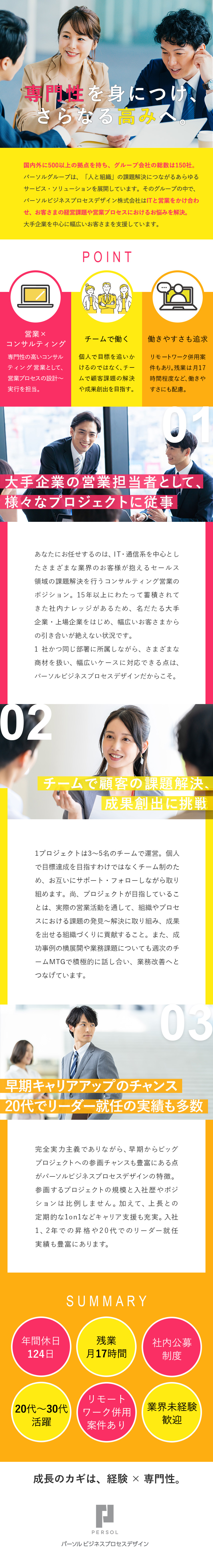 【安定も成長も】人材大手のパーソルGで営業力を磨く／【やりがい】クライアントと伴走し、営業課題の解決を／【働き方】在宅あり／年休124日／残業月17h／パーソルビジネスプロセスデザイン株式会社