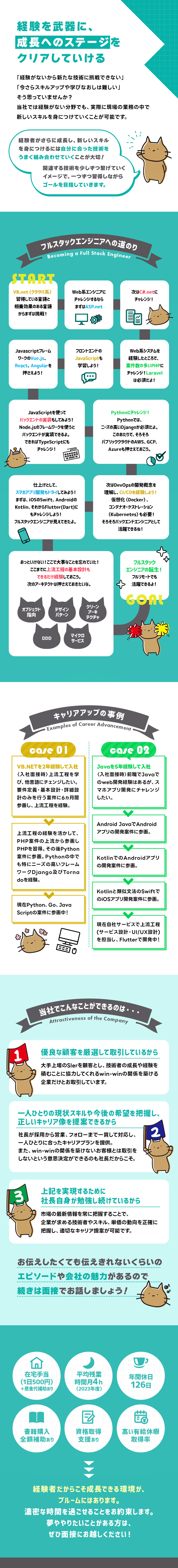 現場で仕事をするうちに気づけばスキルが身につく環境／サポート体制◆エンジニア一人ひとりと本気で向き合う／学べる制度◆勉強会／資格取得や書籍購入費を全額補助／株式会社ブルーム