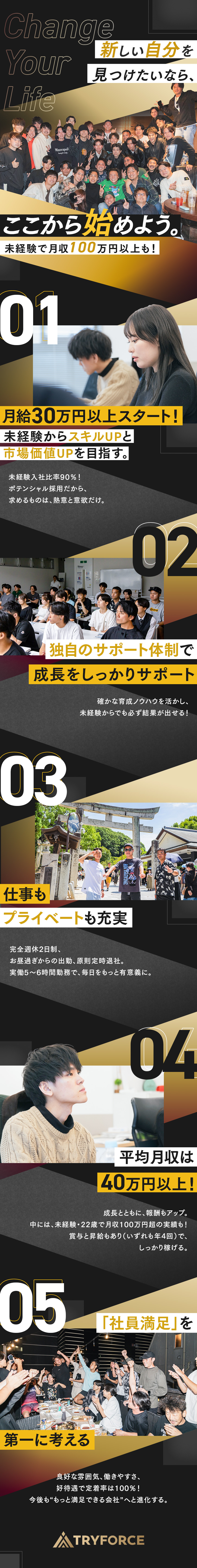 【未経験可】成長中ベンチャー企業のマーケターを募集／【収入UP】月収100万円実績（22歳・未経験）／【居心地◎】年休120日～／年4回の賞与・昇給／株式会社Ｔｒｙ　Ｆｏｒｃｅ