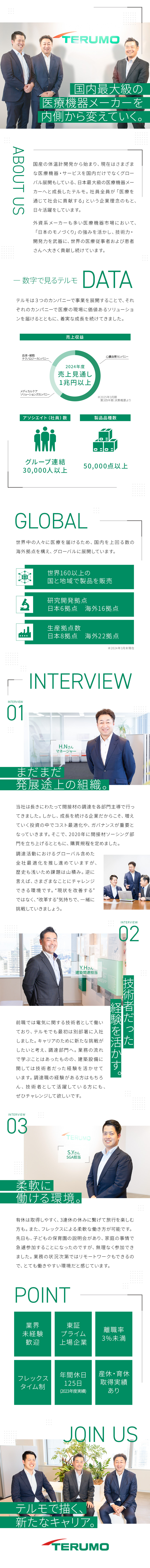 【プライム上場】売上1兆円以上の医療機器メーカー／【調達職】業界未経験OK／大手企業を内側から改革／【働きやすさ】フレックス／産休・育休取得実績あり／テルモ株式会社【プライム市場】