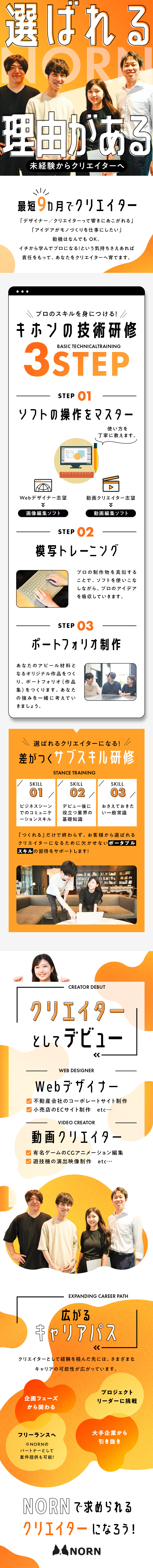 【未経験歓迎】ソフトの使い方から段階的に学べる研修／【大手案件多数】Webデザイン・ゲームCG編集など／【働きやすい】年125日休／副業OK／在宅案件あり／株式会社ＮｏｒＮ（ノルン）